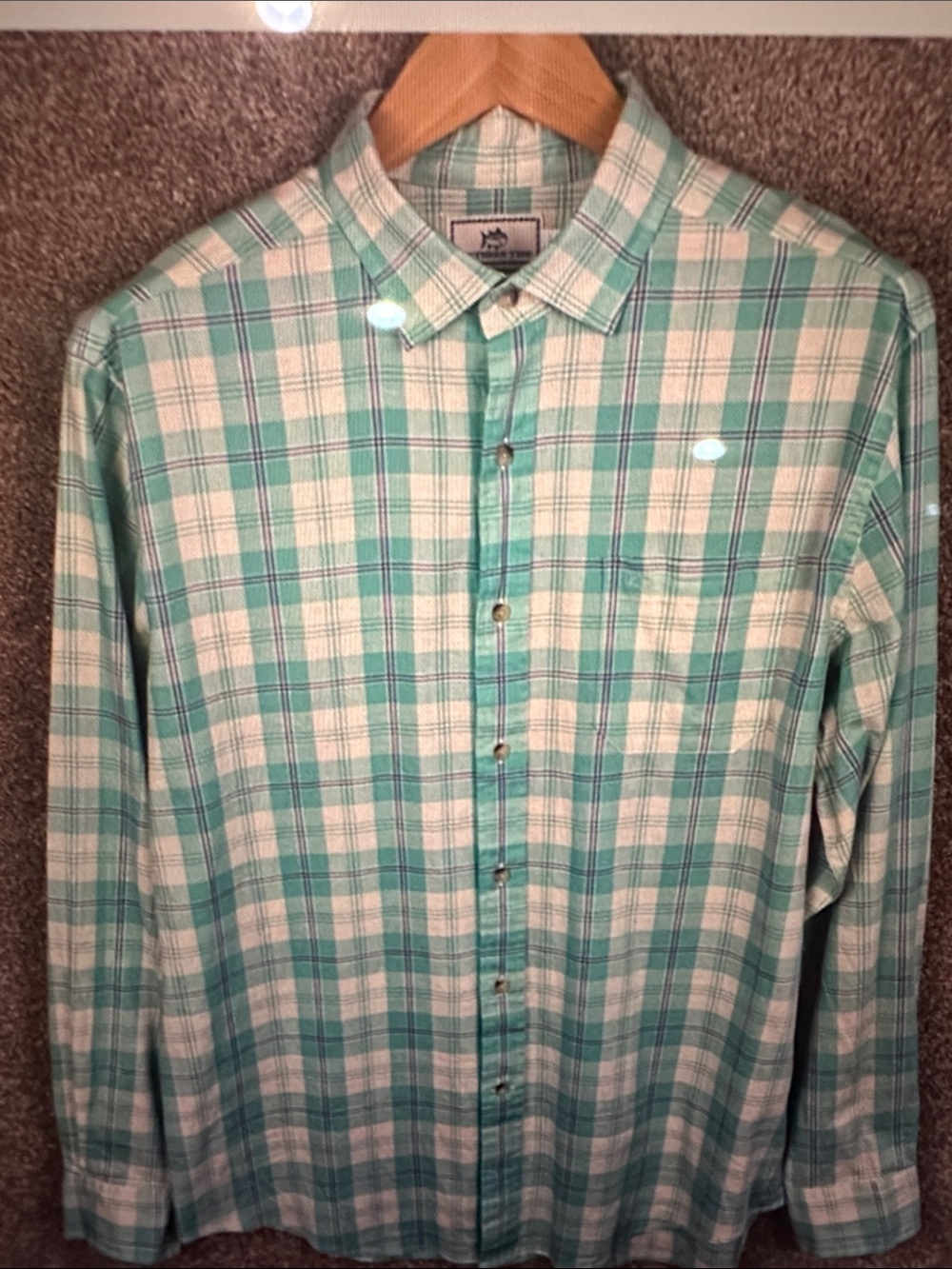Vineyard Vines Teal Plaid Long-Sleeve Button-Down Shirt